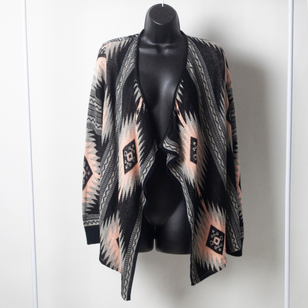 Say What? Black and Blush Draped Cardigan Medium